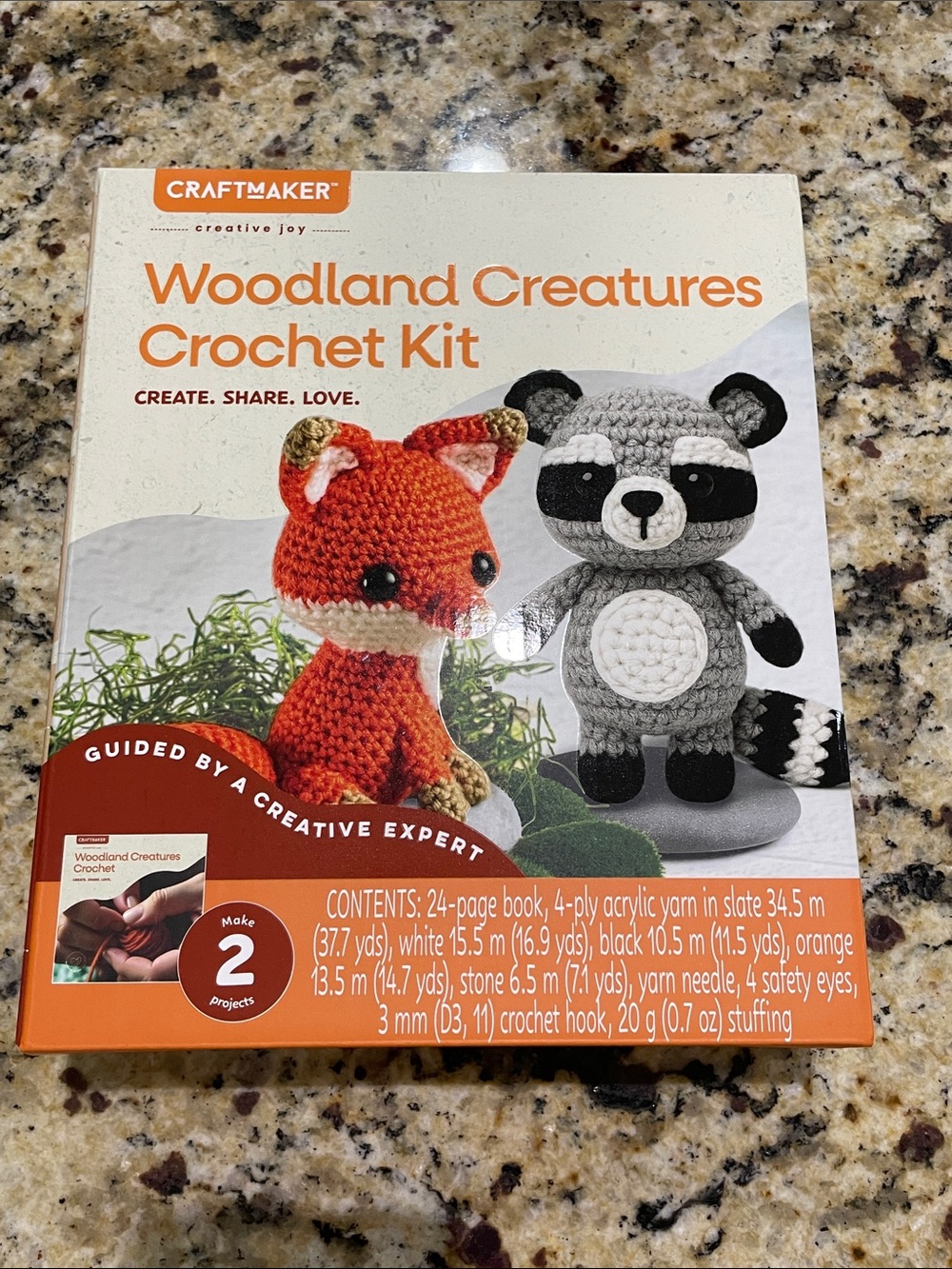 CraftMakers Woodland Creatures Crochet Kit — Orange & Gray Fox and Raccoon